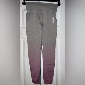 Gymshark Women's Gray Pink Ombre Seamless Cropped Leggings Size XS
